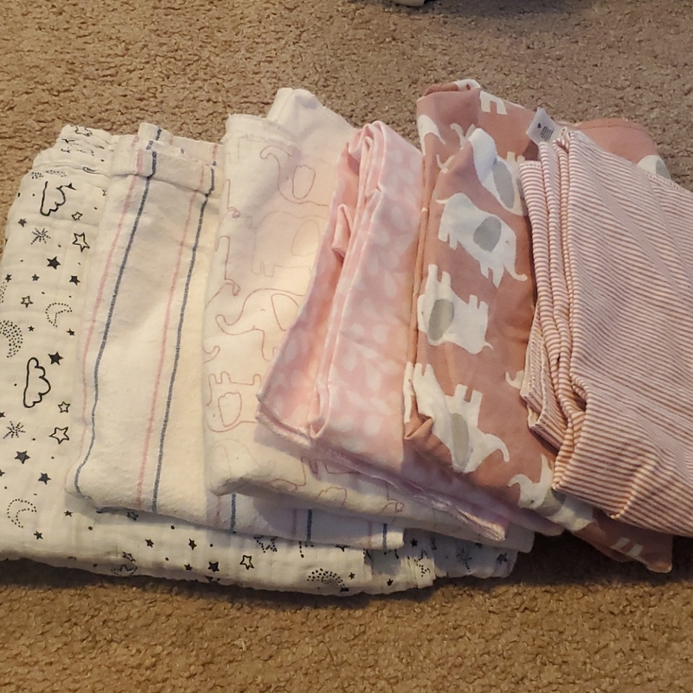 Baby girl receiving blankets